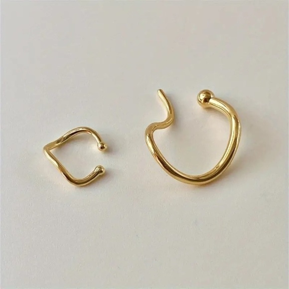 2pcs/pair Asymmetric Ear Cuff Irregular Copper Elegant Women' - Picture 6 of 6